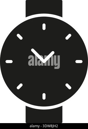 Wristwatch Time Display Solid Icon. Classic Timekeeping, Fashion Accessory, And Punctuality Silhouette Symbol. Modern Style And Design Concept Stock Vector
