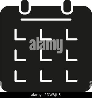 Calendar Solid Icon. Date Scheduling, Time Management, And Event Planning Silhouette Symbol. Organized Schedule And Agenda Representation. Isolated Stock Vector