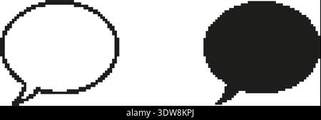 Speech Bubble Pixel Art Icon Set. Communication, Dialogue, And Messaging Symbol Collection. Chat Interface Design Elements. Isolated Vector Stock Vector