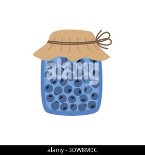 Blueberry jam, sweet food. Vector Cartoon Illustration Stock Vector