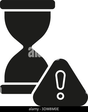 Hourglass With Alert Solid Icon. Time Management Warning And Deadline Alert Silhouette Symbol. Urgency And Caution In Scheduling. Isolated Vector Stock Vector