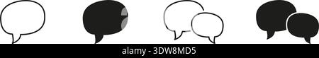 Speech Bubble Line And Solid Icon Set. Communication, Dialogue, And Messaging Outline And Silhouette Symbol Collection. Conversation And Interaction Stock Vector