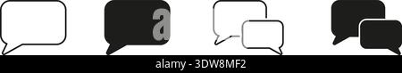 Speech Bubble Communication Line And Solid Icon Set. Messaging, Chat, And Conversation Outline And Silhouette Symbol Collection. Social Interaction Stock Vector
