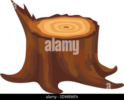 Wooden stump cartoon icon. Tree trunk cut Stock Vector