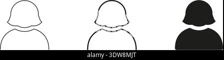 Female User Profile Avatar Line And Solid Icon Set. User Identification, Account Representation, And Social Media Profile Outline And Silhouette Stock Vector