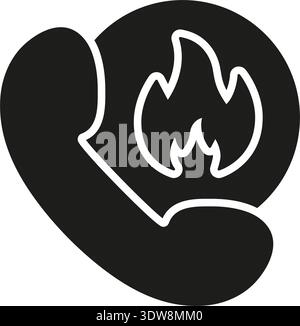 Phone With Fire Solid Icon. Urgent Communication, Emergency Call, And Crisis Hotline Silhouette Symbol. Rapid Response Service Alert. Isolated Vector Stock Vector