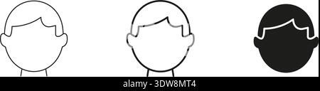 Male Avatar Profile Line And Solid Icon Set. User Identification And Social Media Profile Outline And Silhouette Symbol Collection. Isolated Vector Stock Vector