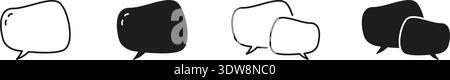 Speech Bubble Line And Solid Icon Set. Communication, Dialogue, And Messaging Outline And Silhouette Symbol Collection. Conversation And Interaction Stock Vector