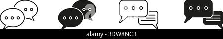 Chat Bubbles Communication Line And Solid Icon Set. Messaging, Conversation, And Dialogue Outline And Silhouette Symbol Collection. Social Interaction Stock Vector