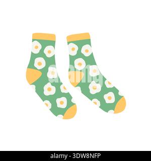Socks with flowers drawing sock icon symbol isolated on white background vector illustration Stock Vector