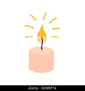 Candle Flame. Burning wax candle. Vector isolated. Stock Vector