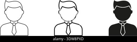 Business Professional Avatar Line And Solid Icon Set. Corporate Identity, Employee and Office Worker Symbol Collection. Isolated Vector Illustration Stock Vector