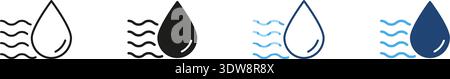 Water Droplet With Airflow Lines Line And Solid Icon Set. Humidity, Moisture Control, And Air Quality Monitoring Outline And Silhouette Symbol Stock Vector