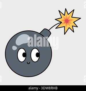 Bomb with eyes. Cartoon doodle graffiti character. Vector illustration isolated on a white background. Stock Vector