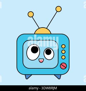 Retro TV. Cartoon doodle graffiti character. Vector illustration isolated on a white background. Stock Vector