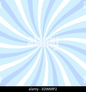 Light blue sunburst background with soft radial swirl. Pastel candy spiral design. Ideal for sweet themes, baby shower, party, or holiday graphics. Bright, clean, and cheerful. Vector illustration. Stock Vector