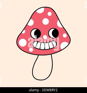 Mushroom with eyes. Cartoon doodle graffiti character. Vector illustration isolated on a white background. Stock Vector