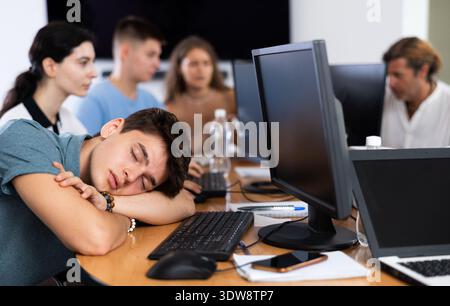 Student, exhausted from studying Stock Photo