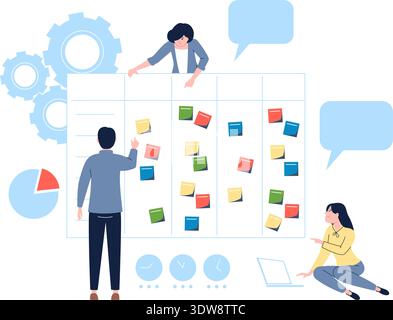 Scrum board for business process task strategy framework Stock Vector