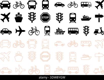 Transport and Traffic Icons Set Vector Illustration Stock Vector