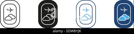 Airplane Window View Icon Set. Travel Experience, Aviation Journey, And In-Flight Perspective Symbol Collection. Airplane And Clouds Illustration Stock Vector
