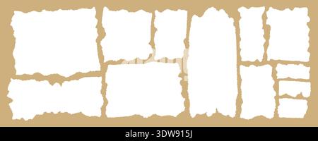 Paper shape with tears, torn edges, and rip pieces. rectangle in grunge rough style, perfect for collage or sticker. Flat vector illustrations are isolated in the background. Stock Vector