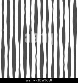 Seamless Wavy Stripe Pattern Background with Hand Drawn Vertical Lines. Minimal Abstract Texture for Wallpaper, Textile, Fabric, Modern Design. Trendy Striped Patterns Collection. Vector Illustration Stock Vector