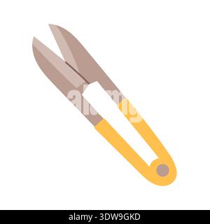 Flat vector garden hedge shears with yellow handles. Minimal gardening tool icon isolated on light background, perfect for landscaping, farming and Stock Vector