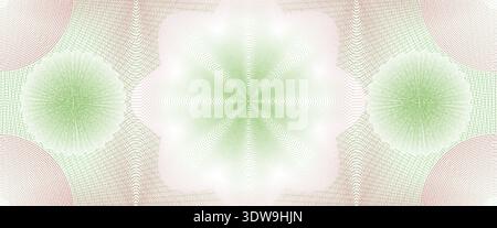 Green and brown guilloche watermark security pattern, checkbook cheque background, grid texture for voucher and money banknotes. Guilloche waves creating star shaped rosettes and mesh texture Stock Vector
