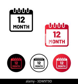 Abstract 12 Months Icon Illustration, can be used for business designs, presentation designs or any suitable designs. Stock Vector