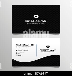 Abstract Black and White Zigzag Business Card Template, can be used for business designs, presentation designs or any suitable designs. Stock Vector