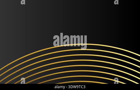 Abstract Black Striped Background With Golden Lines, can be used for business designs, presentation designs or any suitable designs. Stock Vector