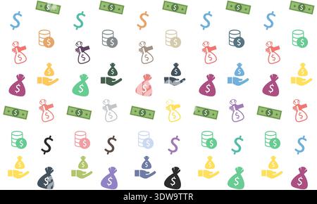 Abstract Colorful Money Pattern, can be used for business designs, presentation designs or any suitable designs. Stock Vector