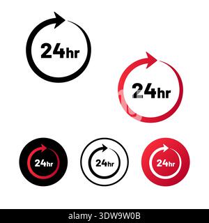 Abstract 24 Hours Service Icon Illustration, can be used for business designs, presentation designs or any suitable designs. Stock Vector