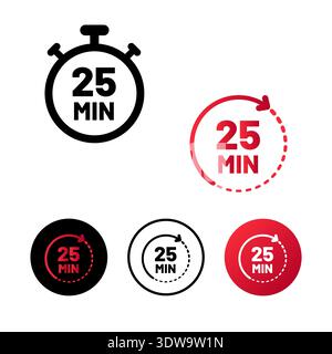 Abstract 25 Minutes Icon Illustration, can be used for business designs, presentation designs or any suitable designs. Stock Vector