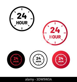 Abstract 24 Hour Icon Illustration, can be used for business designs, presentation designs or any suitable designs. Stock Vector