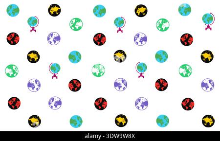 Abstract Earth Seamless Pattern Flat Design, can be used for business designs, presentation designs or any suitable designs. Stock Vector