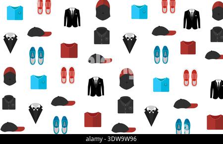 Abstract Clothes Seamless Pattern Flat Design, can be used for business designs, presentation designs or any suitable designs. Stock Vector