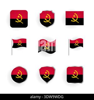 Angola Flag Icons Set, can be used for business designs, presentation designs or any suitable designs. Stock Vector