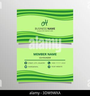 Abstract Green Wave Business Card Template, can be used for business designs, presentation designs or any suitable designs. Stock Vector
