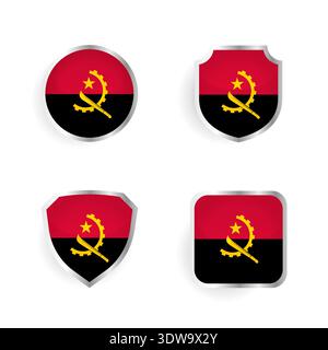 Angola Country Badge and Label Collection, can be used for business designs, presentation designs or any suitable designs. Stock Vector