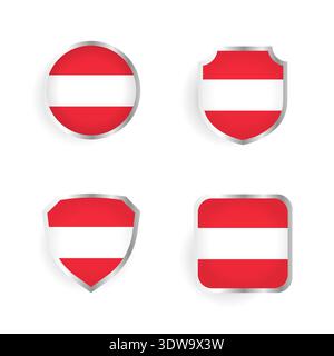 Austria Country Badge and Label Collection, can be used for business designs, presentation designs or any suitable designs. Stock Vector