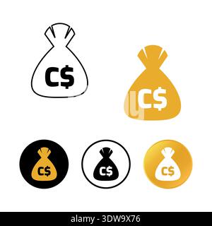 Abstract Canadian Dollar Money Bag Icon, can be used for business designs, presentation designs or any suitable designs. Stock Vector