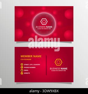 Abstract Red Gradient Business Card Template With Circles, can be used for business designs, presentation designs or any suitable designs. Stock Vector