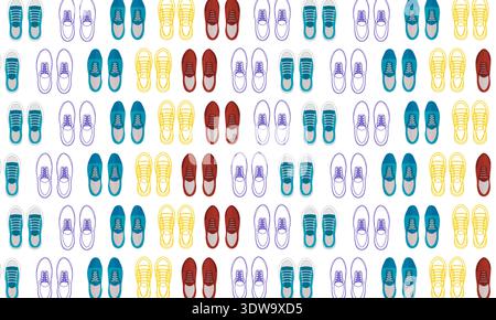 Abstract Shoes Seamless Pattern Flat Design, can be used for business designs, presentation designs or any suitable designs. Stock Vector