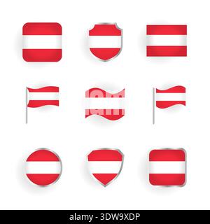 Austria Flag Icons Set, can be used for business designs, presentation designs or any suitable designs. Stock Vector