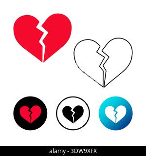 Abstract Broken Heart Icon Illustration, can be used for business designs, presentation designs or any suitable designs. Stock Vector