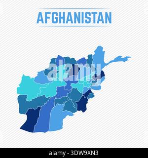 Afghanistan Detailed Map With Regions, can be used for business designs, presentation designs or any suitable designs. Stock Vector