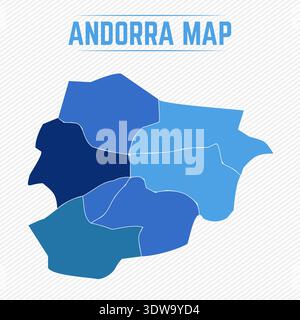 Andorra Detailed Map With States, can be used for business designs, presentation designs or any suitable designs. Stock Vector