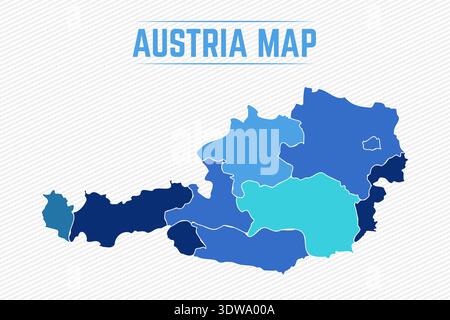 Austria Detailed Map With States, can be used for business designs, presentation designs or any suitable designs. Stock Vector